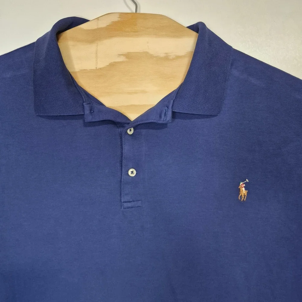 Polo Ralph Lauren Polo Shirt Mens 2XB Blue Short Sleeve‎ Preppy Flesh Pony